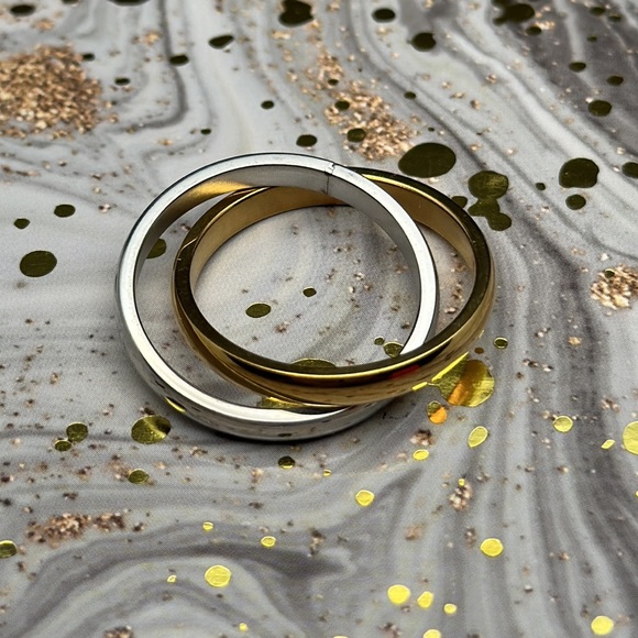 3mm Double-joined Silver Gold Ring - Picture 5 of 5